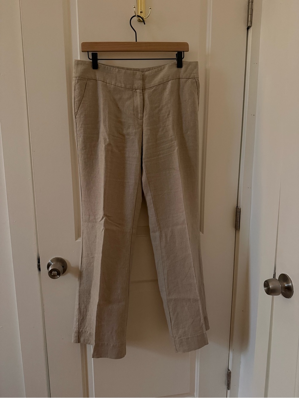 LOFT Wide-Leg Linen-Blend Pants in Light Beige